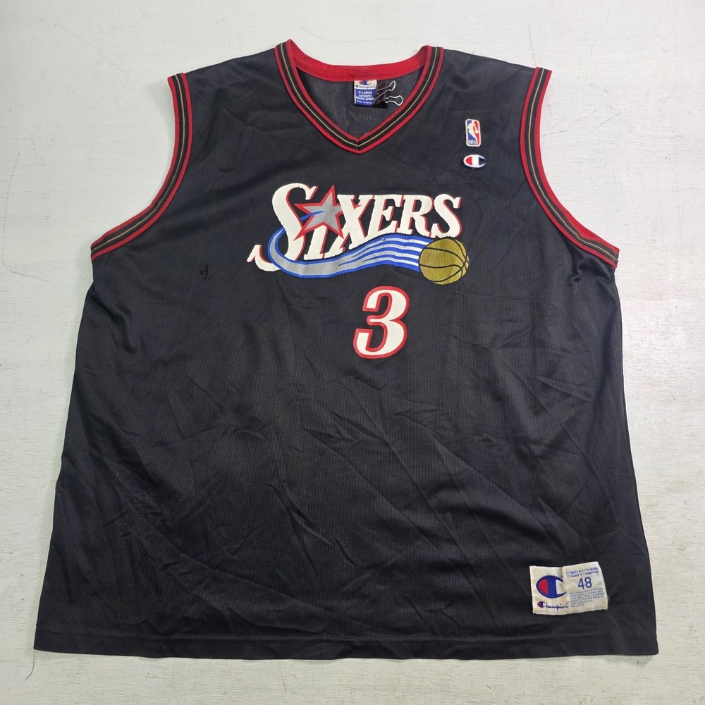 Vintage Philadelphia 76ers Sixers Allen Iverson #3 Champion Jersey XL 48 AS-IS